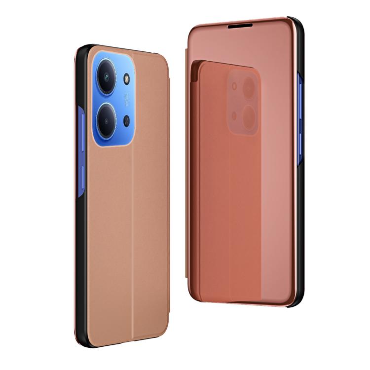Plated Mirror Horizontal Flip Leather Phone Case with Holder, For Redmi 15C 5G / 4G Global 171mm