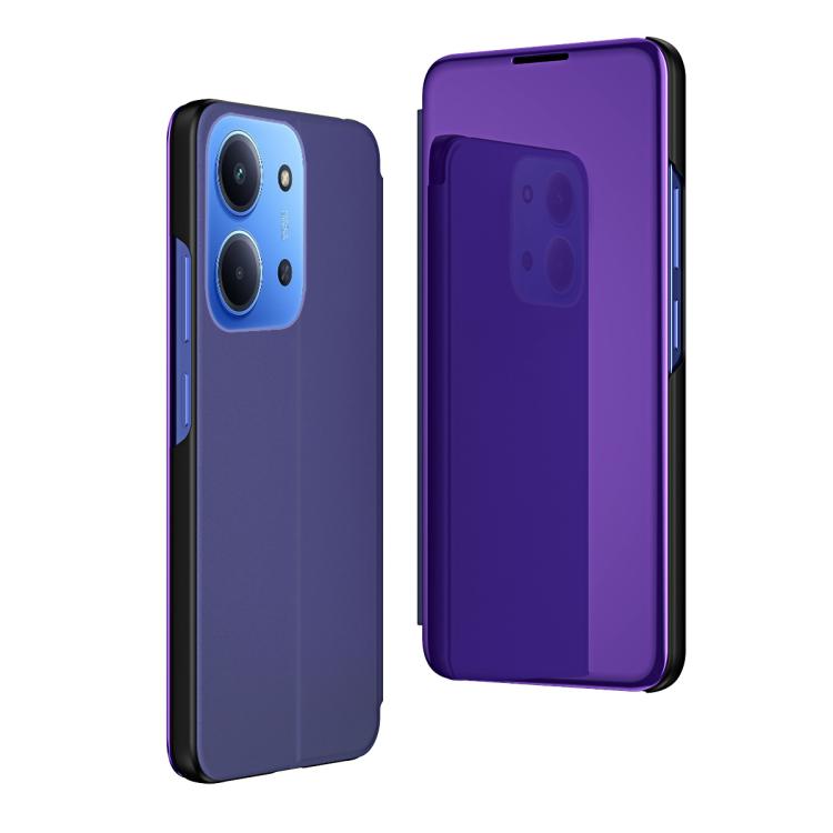 Plated Mirror Horizontal Flip Leather Phone Case with Holder, For Redmi 15C 5G / 4G Global 171mm