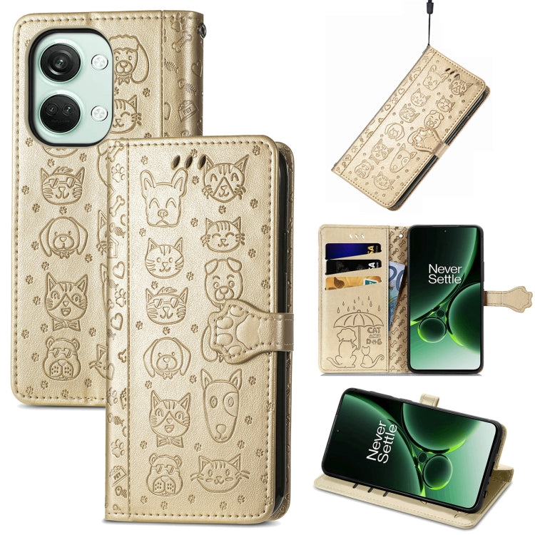 Beige cat-embossed leather wallet phone case with flip cover and card slots