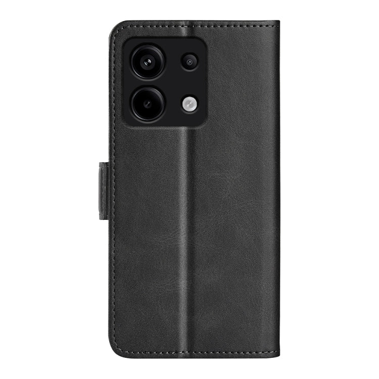 Black leather flip phone case with camera cutout on the back panel