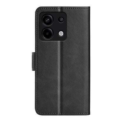 Black leather flip phone case with camera cutout on the back panel