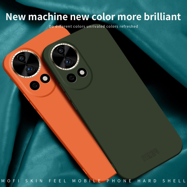 Orange and green hard phone cases with camera cutouts, matte skin feel