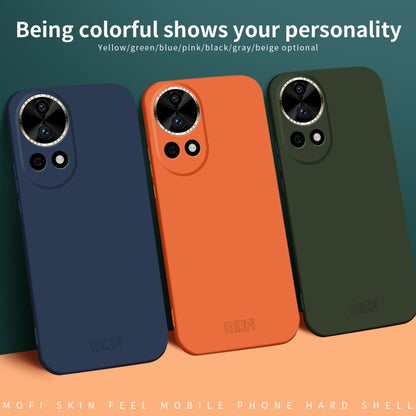 Set of matte hard phone cases in blue, orange, and green with camera cutouts