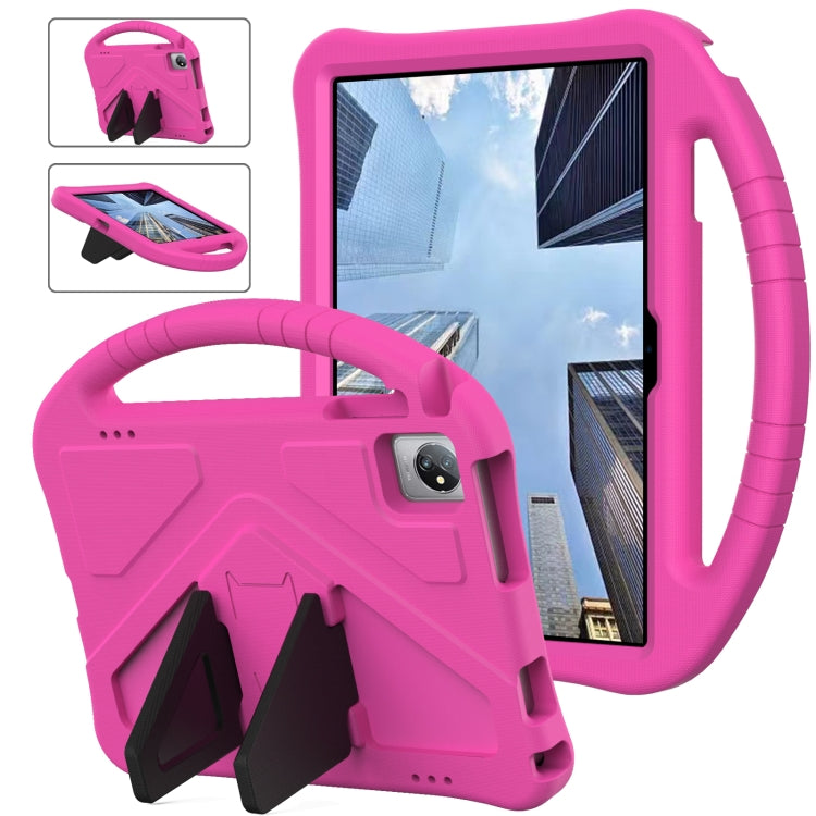 Shockproof EVA tablet case with holder, pink rugged handle and corner protection