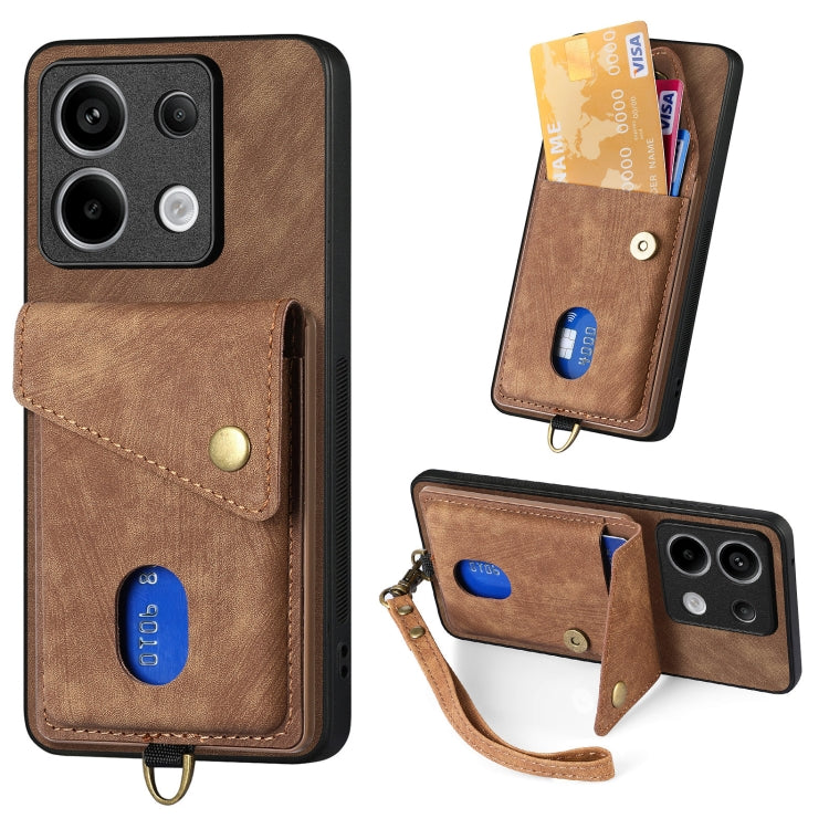 Tan fold leather phone wallet case with wrist strap, card slots, and magnetic snap