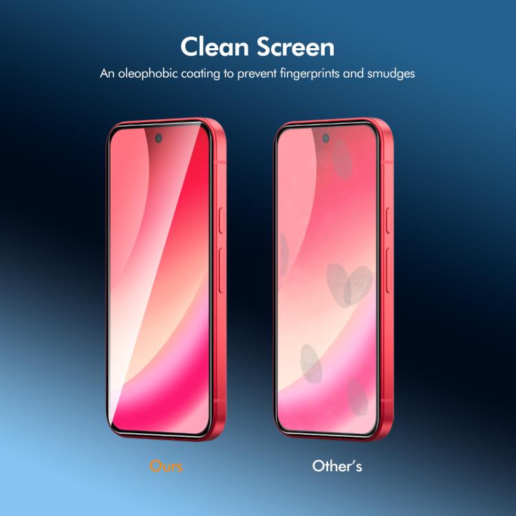 Tempered glass screen protectors for phone front, with oleophobic surface