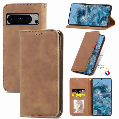 Retro Skin Feel Magnetic Flip Leather Phone Case, For Google Pixel 11 Pro XL, For Google Pixel 10a, For Google Pixel 10 Pro XL, For Google Pixel 9a, For Google Pixel 9 Pro XL, For Google Pixel 8a, For Google Pixel 8 Pro, For Google Pixel 8             ...