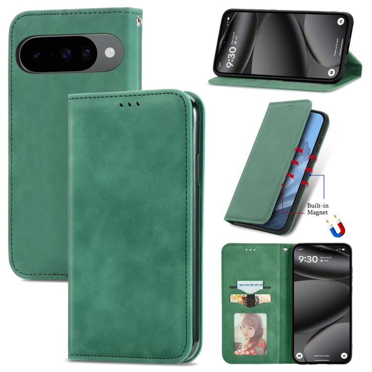 Retro Skin Feel Magnetic Flip Leather Phone Case, For Google Pixel 11 Pro XL, For Google Pixel 10a, For Google Pixel 10 Pro XL, For Google Pixel 9a, For Google Pixel 9 Pro XL, For Google Pixel 8a, For Google Pixel 8 Pro, For Google Pixel 8             ...