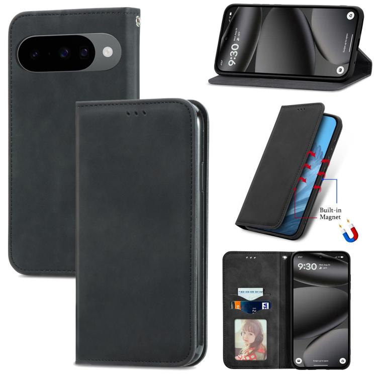 Retro Skin Feel Magnetic Flip Leather Phone Case, For Google Pixel 11 Pro XL, For Google Pixel 10a, For Google Pixel 10 Pro XL, For Google Pixel 9a, For Google Pixel 9 Pro XL, For Google Pixel 8a, For Google Pixel 8 Pro, For Google Pixel 8             ...