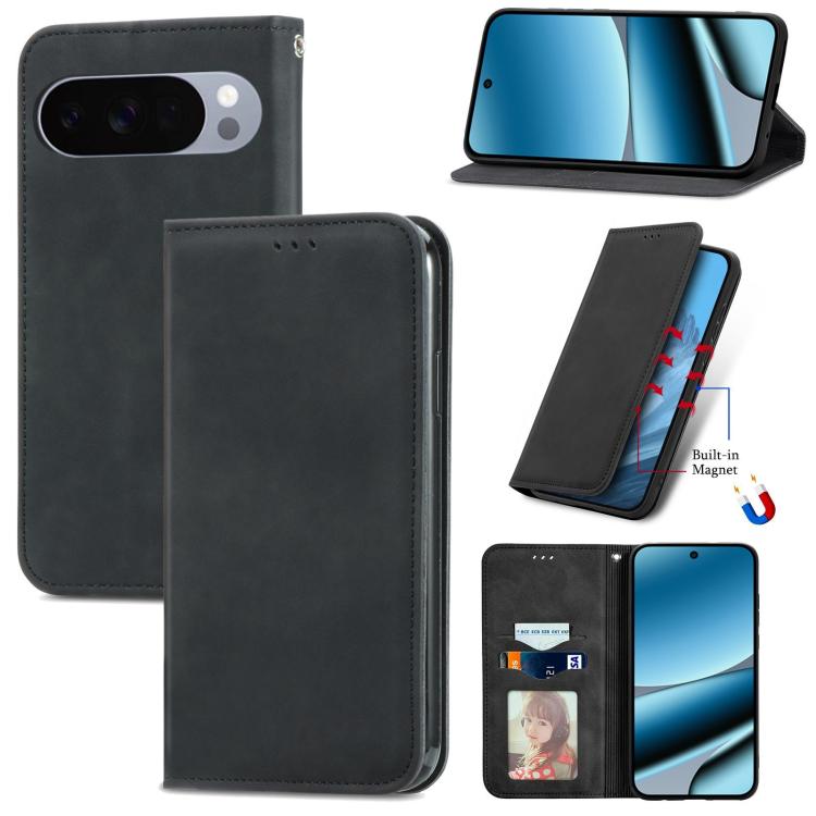 Retro Skin Feel Magnetic Flip Leather Phone Case, For Google Pixel 11 Pro XL, For Google Pixel 10a, For Google Pixel 10 Pro XL, For Google Pixel 9a, For Google Pixel 9 Pro XL, For Google Pixel 8a, For Google Pixel 8 Pro, For Google Pixel 8             ...