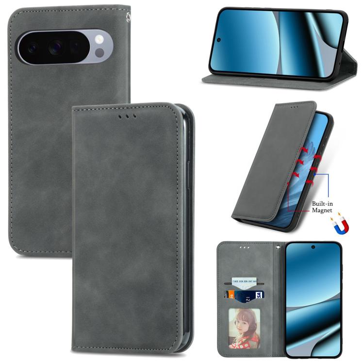 Retro Skin Feel Magnetic Flip Leather Phone Case, For Google Pixel 11 Pro XL, For Google Pixel 10a, For Google Pixel 10 Pro XL, For Google Pixel 9a, For Google Pixel 9 Pro XL, For Google Pixel 8a, For Google Pixel 8 Pro, For Google Pixel 8             ...
