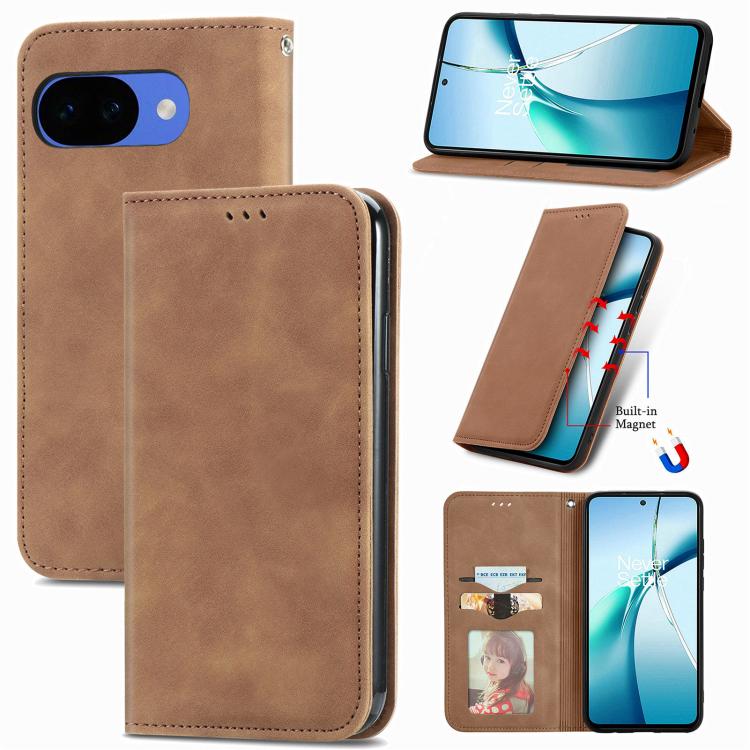 Retro Skin Feel Magnetic Flip Leather Phone Case, For Google Pixel 11 Pro XL, For Google Pixel 10a, For Google Pixel 10 Pro XL, For Google Pixel 9a, For Google Pixel 9 Pro XL, For Google Pixel 8a, For Google Pixel 8 Pro, For Google Pixel 8             ...