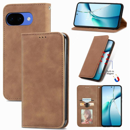 Retro Skin Feel Magnetic Flip Leather Phone Case, For Google Pixel 11 Pro XL, For Google Pixel 10a, For Google Pixel 10 Pro XL, For Google Pixel 9a, For Google Pixel 9 Pro XL, For Google Pixel 8a, For Google Pixel 8 Pro, For Google Pixel 8             ...