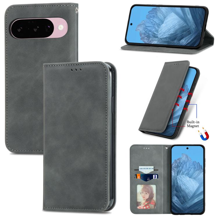 Retro Skin Feel Magnetic Flip Leather Phone Case, For Google Pixel 11 Pro XL, For Google Pixel 10a, For Google Pixel 10 Pro XL, For Google Pixel 9a, For Google Pixel 9 Pro XL, For Google Pixel 8a, For Google Pixel 8 Pro, For Google Pixel 8             ...