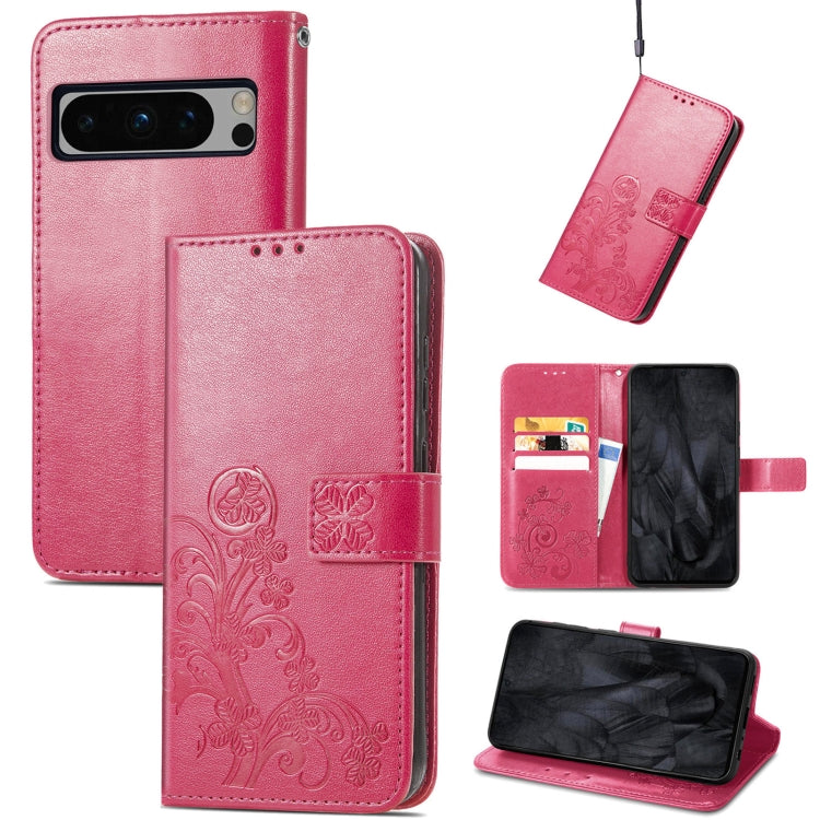 Four-leaf Clasp Embossed Buckle Leather Phone Case, For Google Pixel 11 Pro XL, For Google Pixel 9 Pro XL, For Google Pixel 9, For Google Pixel 8a, For Google Pixel 8 Pro, For Google  Pixel 8