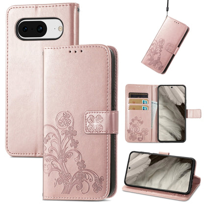 Four-leaf Clasp Embossed Buckle Leather Phone Case, For Google Pixel 11 Pro XL, For Google Pixel 9 Pro XL, For Google Pixel 9, For Google Pixel 8a, For Google Pixel 8 Pro, For Google  Pixel 8