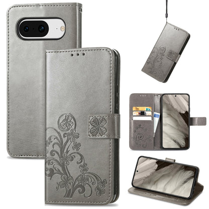 Four-leaf Clasp Embossed Buckle Leather Phone Case, For Google Pixel 11 Pro XL, For Google Pixel 9 Pro XL, For Google Pixel 9, For Google Pixel 8a, For Google Pixel 8 Pro, For Google  Pixel 8