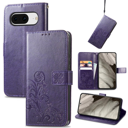 Four-leaf Clasp Embossed Buckle Leather Phone Case, For Google Pixel 11 Pro XL, For Google Pixel 9 Pro XL, For Google Pixel 9, For Google Pixel 8a, For Google Pixel 8 Pro, For Google  Pixel 8