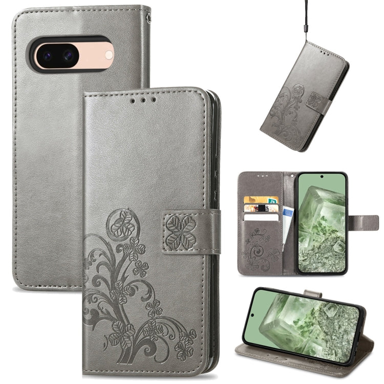 Four-leaf Clasp Embossed Buckle Leather Phone Case, For Google Pixel 11 Pro XL, For Google Pixel 9 Pro XL, For Google Pixel 9, For Google Pixel 8a, For Google Pixel 8 Pro, For Google  Pixel 8
