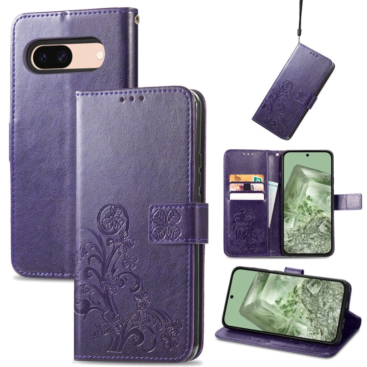 Four-leaf Clasp Embossed Buckle Leather Phone Case, For Google Pixel 11 Pro XL, For Google Pixel 9 Pro XL, For Google Pixel 9, For Google Pixel 8a, For Google Pixel 8 Pro, For Google  Pixel 8