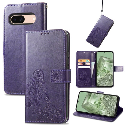 Four-leaf Clasp Embossed Buckle Leather Phone Case, For Google Pixel 11 Pro XL, For Google Pixel 9 Pro XL, For Google Pixel 9, For Google Pixel 8a, For Google Pixel 8 Pro, For Google  Pixel 8