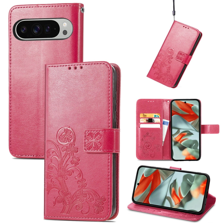 Four-leaf Clasp Embossed Buckle Leather Phone Case, For Google Pixel 11 Pro XL, For Google Pixel 9 Pro XL, For Google Pixel 9, For Google Pixel 8a, For Google Pixel 8 Pro, For Google  Pixel 8