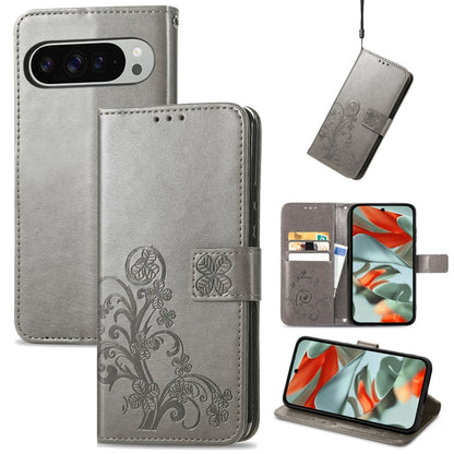Four-leaf Clasp Embossed Buckle Leather Phone Case, For Google Pixel 11 Pro XL, For Google Pixel 9 Pro XL, For Google Pixel 9, For Google Pixel 8a, For Google Pixel 8 Pro, For Google  Pixel 8