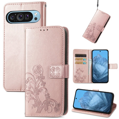 Four-leaf Clasp Embossed Buckle Leather Phone Case, For Google Pixel 11 Pro XL, For Google Pixel 9 Pro XL, For Google Pixel 9, For Google Pixel 8a, For Google Pixel 8 Pro, For Google  Pixel 8