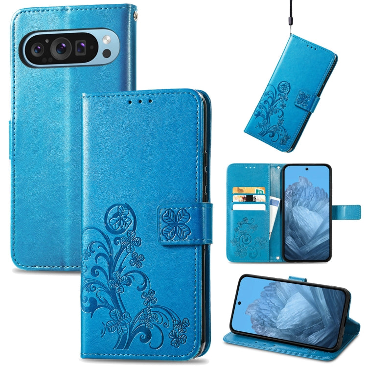 Four-leaf Clasp Embossed Buckle Leather Phone Case, For Google Pixel 11 Pro XL, For Google Pixel 9 Pro XL, For Google Pixel 9, For Google Pixel 8a, For Google Pixel 8 Pro, For Google  Pixel 8