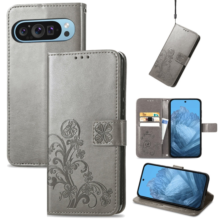 Four-leaf Clasp Embossed Buckle Leather Phone Case, For Google Pixel 11 Pro XL, For Google Pixel 9 Pro XL, For Google Pixel 9, For Google Pixel 8a, For Google Pixel 8 Pro, For Google  Pixel 8