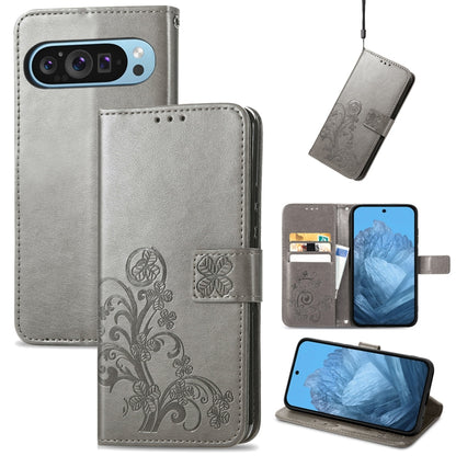Four-leaf Clasp Embossed Buckle Leather Phone Case, For Google Pixel 11 Pro XL, For Google Pixel 9 Pro XL, For Google Pixel 9, For Google Pixel 8a, For Google Pixel 8 Pro, For Google  Pixel 8