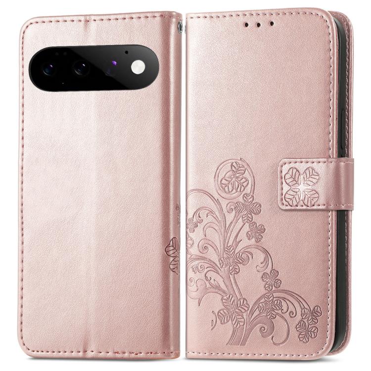 Four-leaf Clasp Embossed Buckle Leather Phone Case, For Google Pixel 11 Pro XL, For Google Pixel 9 Pro XL, For Google Pixel 9, For Google Pixel 8a, For Google Pixel 8 Pro, For Google  Pixel 8