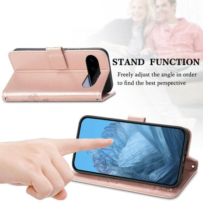 Four-leaf Clasp Embossed Buckle Leather Phone Case, For Google Pixel 11 Pro XL, For Google Pixel 9 Pro XL, For Google Pixel 9, For Google Pixel 8a, For Google Pixel 8 Pro, For Google  Pixel 8