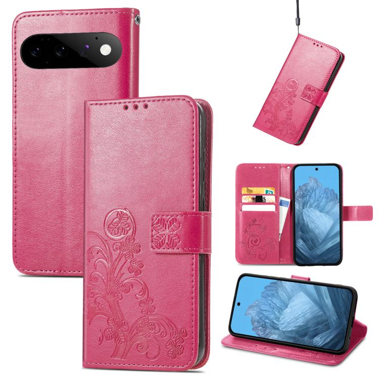 Four-leaf Clasp Embossed Buckle Leather Phone Case, For Google Pixel 11 Pro XL, For Google Pixel 9 Pro XL, For Google Pixel 9, For Google Pixel 8a, For Google Pixel 8 Pro, For Google  Pixel 8