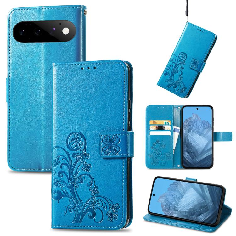 Four-leaf Clasp Embossed Buckle Leather Phone Case, For Google Pixel 11 Pro XL, For Google Pixel 9 Pro XL, For Google Pixel 9, For Google Pixel 8a, For Google Pixel 8 Pro, For Google  Pixel 8