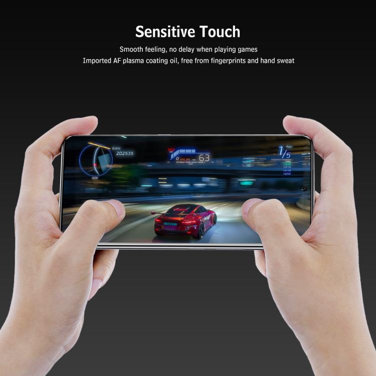 Tempered glass screen protector (2-pack) on phone screen for responsive touch