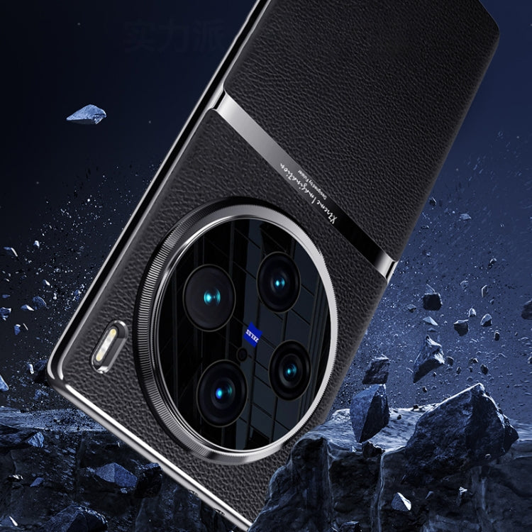 Electroplating Plain-leather All-inclusive Shockproof Phone Case, For vivo X100 Pro, For vivo X100