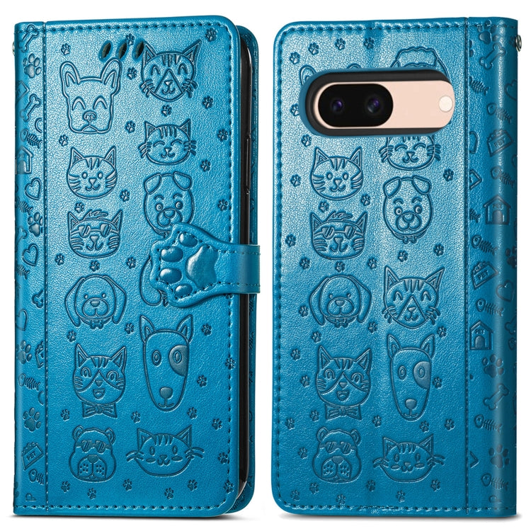 Cat and Dog Embossed Leather Phone Case, For Google Pixel 5, For Google Pixel 5 XL, For Google Pixel 11 / 11 Pro, For Google Pixel 10 / 10 Pro, For Google Pixel 9 / 9 Pro