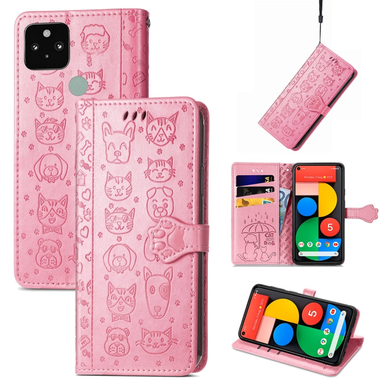 Cat and Dog Embossed Leather Phone Case, For Google Pixel 5, For Google Pixel 5 XL, For Google Pixel 11 / 11 Pro, For Google Pixel 10 / 10 Pro, For Google Pixel 9 / 9 Pro