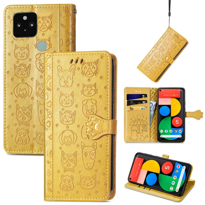 Cat and Dog Embossed Leather Phone Case, For Google Pixel 5, For Google Pixel 5 XL, For Google Pixel 11 / 11 Pro, For Google Pixel 10 / 10 Pro, For Google Pixel 9 / 9 Pro