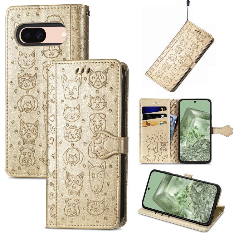 Cat and Dog Embossed Leather Phone Case, For Google Pixel 5, For Google Pixel 5 XL, For Google Pixel 11 / 11 Pro, For Google Pixel 10 / 10 Pro, For Google Pixel 9 / 9 Pro