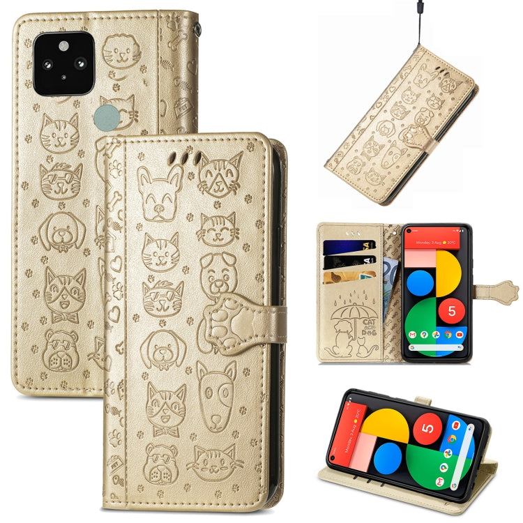 Cat and Dog Embossed Leather Phone Case, For Google Pixel 5, For Google Pixel 5 XL, For Google Pixel 11 / 11 Pro, For Google Pixel 10 / 10 Pro, For Google Pixel 9 / 9 Pro