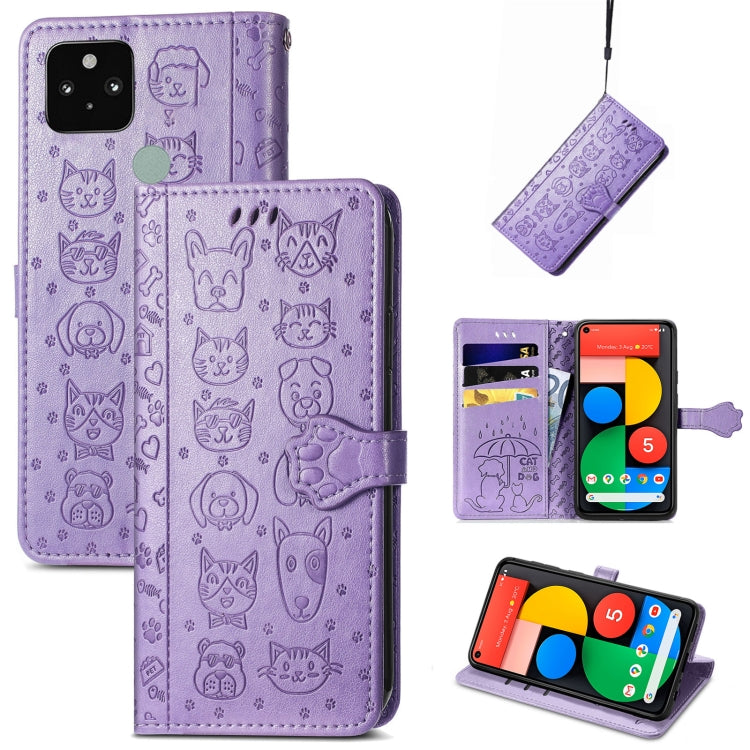 Cat and Dog Embossed Leather Phone Case, For Google Pixel 5, For Google Pixel 5 XL, For Google Pixel 11 / 11 Pro, For Google Pixel 10 / 10 Pro, For Google Pixel 9 / 9 Pro