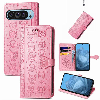 Cat and Dog Embossed Leather Phone Case, For Google Pixel 5, For Google Pixel 5 XL, For Google Pixel 11 / 11 Pro, For Google Pixel 10 / 10 Pro, For Google Pixel 9 / 9 Pro