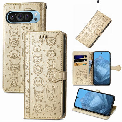 Cat and Dog Embossed Leather Phone Case, For Google Pixel 5, For Google Pixel 5 XL, For Google Pixel 11 / 11 Pro, For Google Pixel 10 / 10 Pro, For Google Pixel 9 / 9 Pro