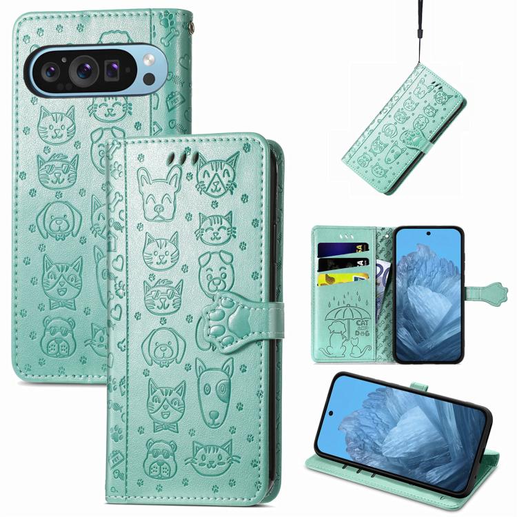 Cat and Dog Embossed Leather Phone Case, For Google Pixel 5, For Google Pixel 5 XL, For Google Pixel 11 / 11 Pro, For Google Pixel 10 / 10 Pro, For Google Pixel 9 / 9 Pro