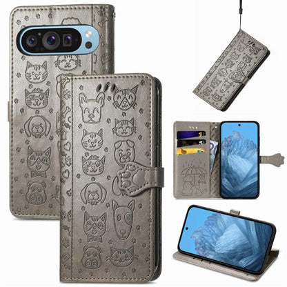 Cat and Dog Embossed Leather Phone Case, For Google Pixel 5, For Google Pixel 5 XL, For Google Pixel 11 / 11 Pro, For Google Pixel 10 / 10 Pro, For Google Pixel 9 / 9 Pro