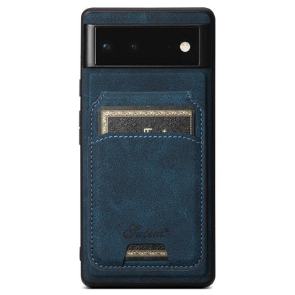 Blue litchi-textured leather detachable wallet phone case with front card pocket