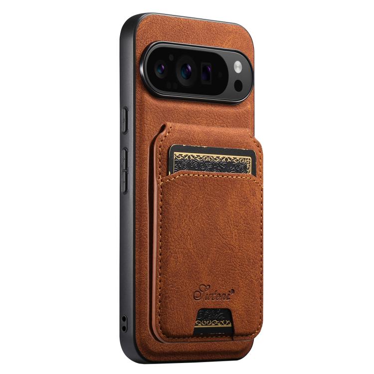 Khaki leather detachable wallet phone case with card sleeve and stitched edge detailing