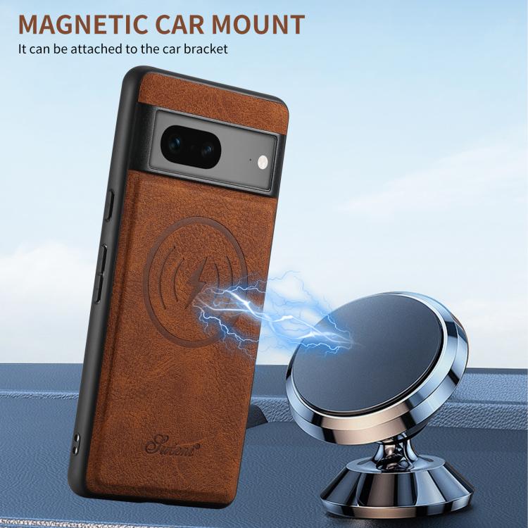 Leather wallet phone case with magnetic car mount accessory and camera cutout
